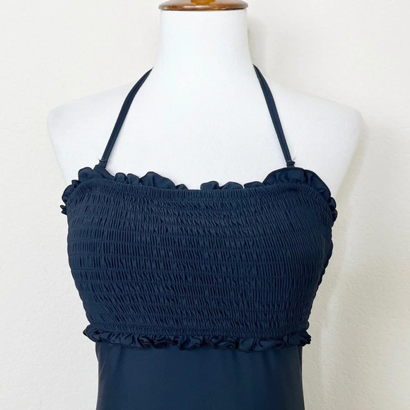 Anthropologie Iris Smocked Halter One-Piece Swimsuit in Black Motif - Picture 4 of 13
